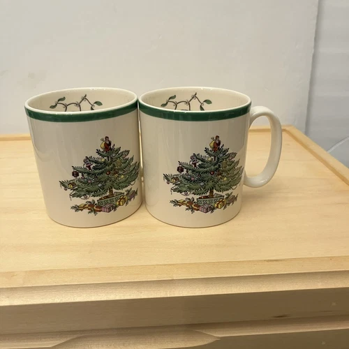 Spode Christmas Tree Set of Two (2) Tom & Jerry Mugs EUC