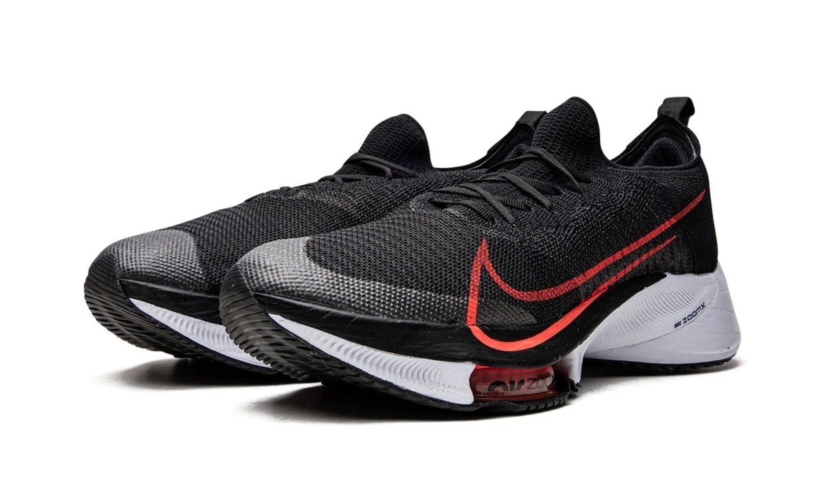 New Nike Men's Air Zoom Tempo Next% FK in Black/Flash Crimson