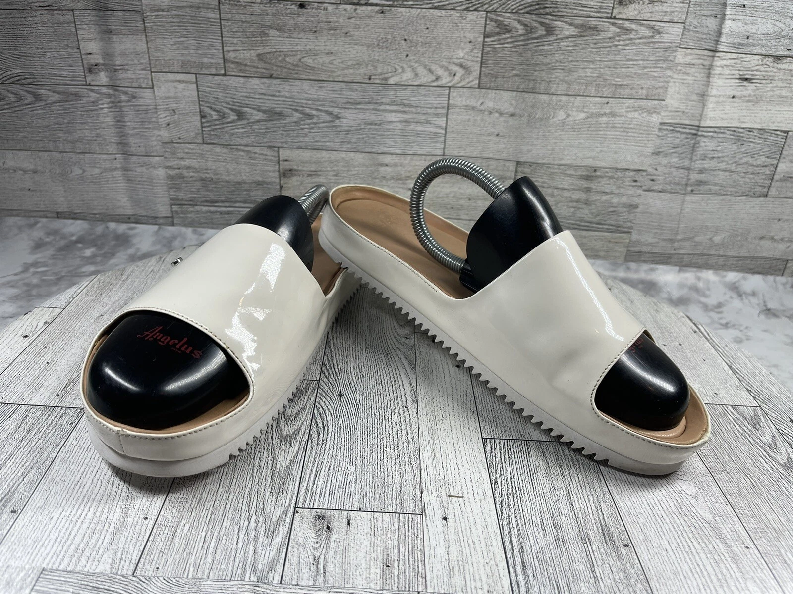 Sandali Ugg Slides donna 8 M scarpe Jane bianco vernice threadlite comodi slip on
