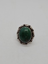Sterling Silver Green Turquoise Southwestern Style Ring Size 5 3/4 9.5g