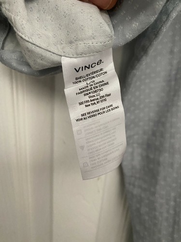 Camisa Vince RECIENTE Azul Blanco Algodón Geométrico Calce Clásico Grande - Imagen 4 de 5