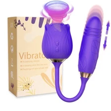 Upgraded 2 in1 Rose Toy For Women 10 Powerful Wand Vibration 7 Suction Lubricant