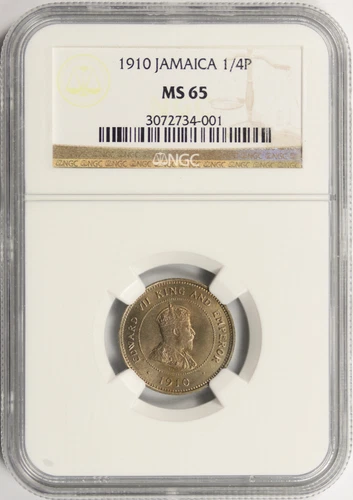 1910 Jamaica 1/4 Penny NGC MS65