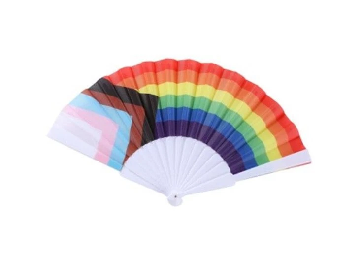 Progress Pride Coloured Stripe Hand Face Fan Fancy Dress Accessory Brand New