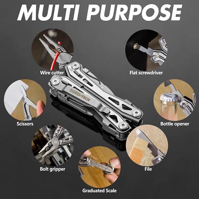 Swiss+Tech 16 in 1 Silber Multifunktionszange,Faltbares Multifunkstionswerkzeug
