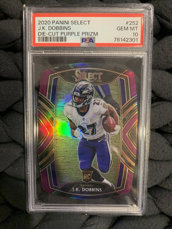 2020 Panini Select JK Dobbins Die-Cut Prizm Purple #252 PSA 10 Gem Mint Pop 2