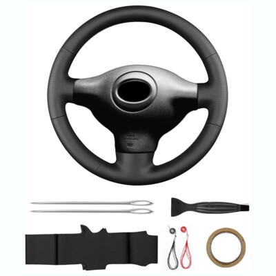 For Toyota 2003 Yaris Steering Wheel Cover Hand-Stitching Leather Wrap