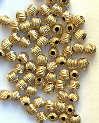 50 14kt. Gold Filled Corrugated / Fluted Ball Beads - 5mm Round - All New