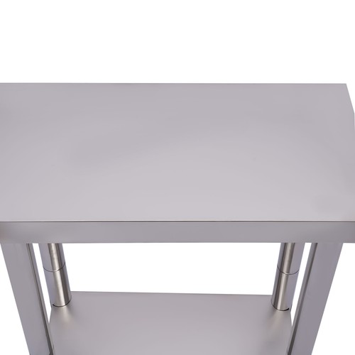 Mesa de trabajo de acero inoxidable de 2 capas con estante mesa de comida antideslizante para cocina - Imagen 5 de 12