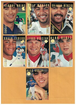 1996 Leaf Studio Baseball GOLD PRESS PROOF CARDS 7 DYKSTRA BENES GONZALEZ CEDENO