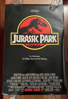 JURASSIC PARK 1993 ORIGINAL ADVANCE ONE SHEET TEASER POSTER