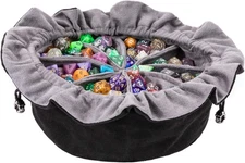 Large DND Dice Drawstring Bags with Pockets Black Storage Bag Large, 