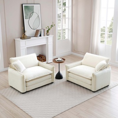 Beige Corduroy,Luxurious and Sophisticated Deep Seated Sofa Set with Two Single
