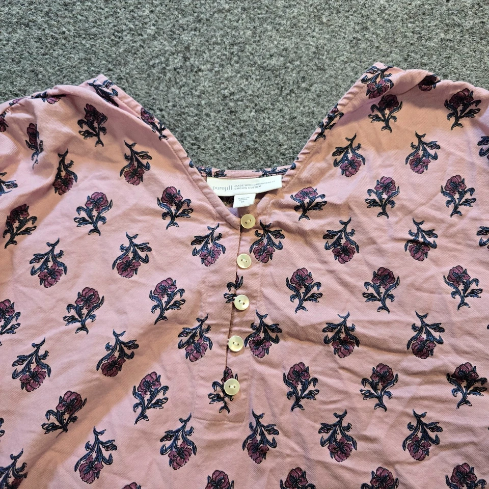 Top Jill Mujer Talla XL Rosa Floral Cuello en V Manga 3/4 Campesino Informal Carrera Foto 2 de 4