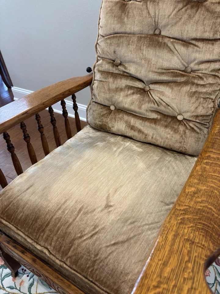 Antique Solid Oak Reclining Morris Lounge Chair c 19th C - Image 2 of 4