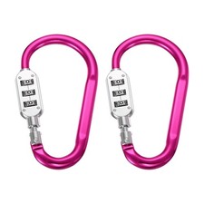 4.3 Inch Combination Locks, 2PCS 3 Dial Digit Combo D-Ring Locking, Rose Red