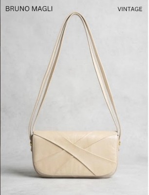 Vintage Bruno Magli Italian Leather Shoulder Bag Made In Italy With Mirror