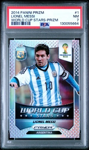 2014 PANINI PRIZM WORLD CUP STARS PRIZM #1 LIONEL MESSI PSA 7