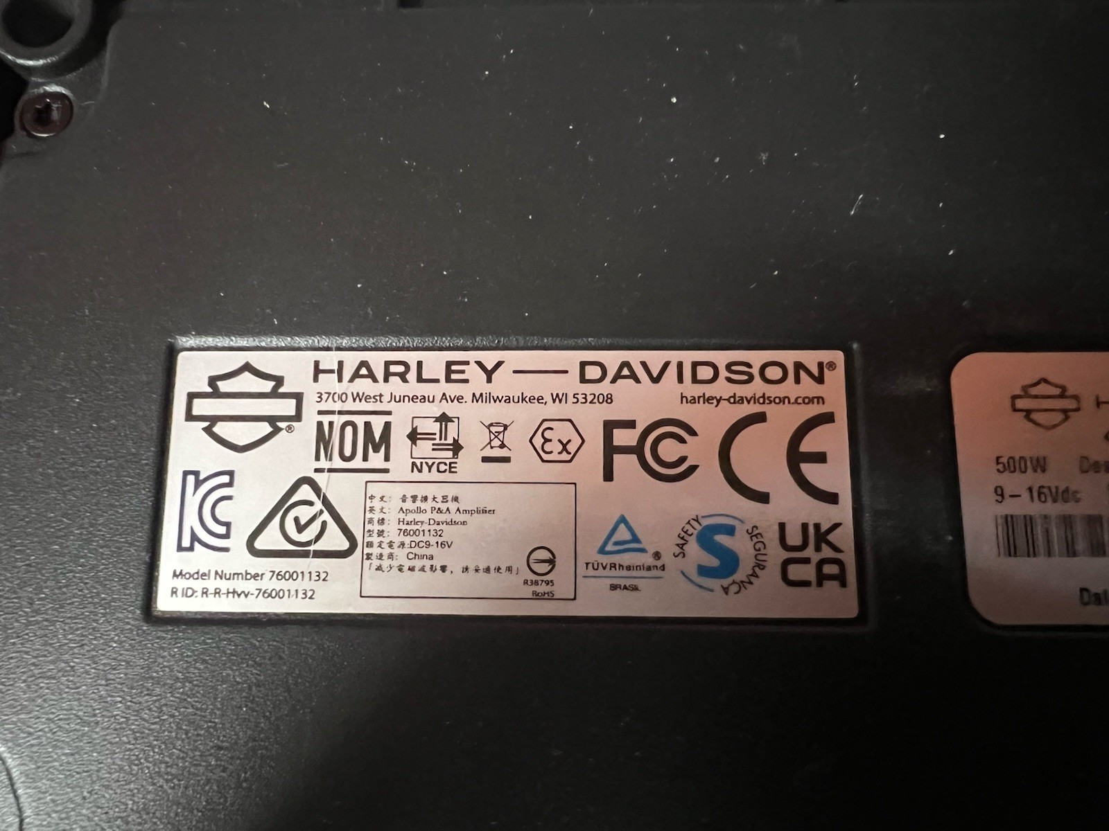Harley Davidson 500 Watt Amp 2024-25 Road Glide