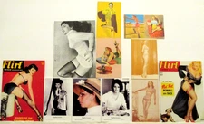 LOT OF 11 MUTOSCOPE/ARCADE EXHITBIT PINUP CARDS, POSTCARDS, PRINTS, 2 PANEL