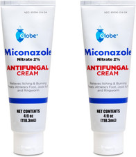  2 Pack Miconazole Nitrate 2 Cream 4 Oz Cures Most Athletes Foot, Jock Itch,