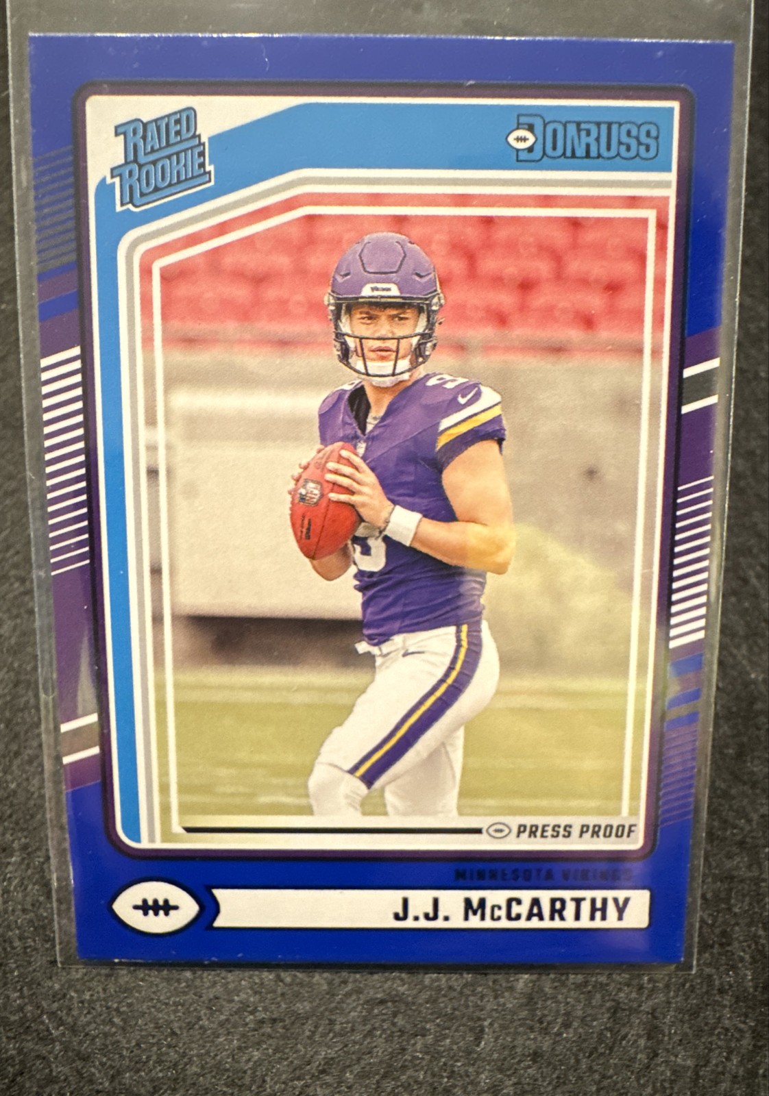 2024 Panini Donruss - Rated Rookie J.J. McCarthy #303 Purple Press Proof (RC)