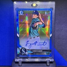 2018 Bowman Draft Chrome Pick Blue Refractor /150 Logan Gilbert Auto