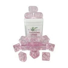 Polyhedral Dice - Translucent Pink w/White and Arch'd4 (15) New
