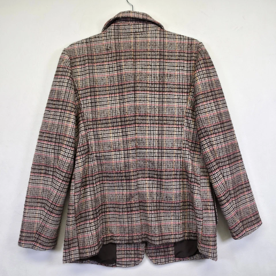 Blazer St Johns Bay para mujer M marrón a cuadros lana tweed a cuadros chaqueta academia preppy Foto 4 de 4