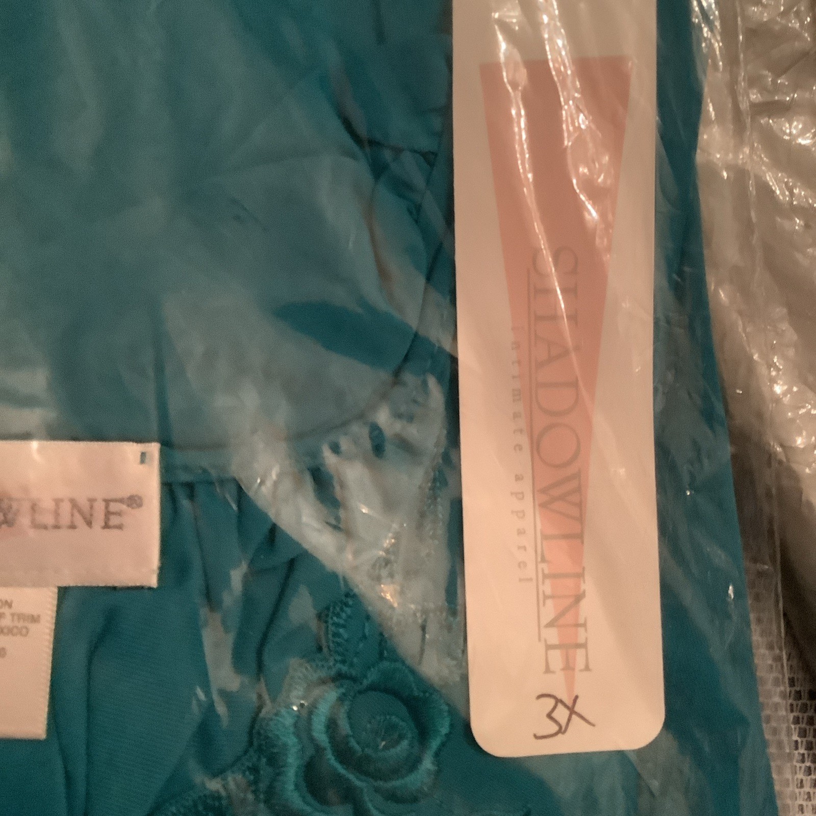 New With Tags ShadowLine Dark Jade 3X  Floral DesignTrim Nightgown FREE SHIPPING