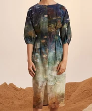 Cord India Women's Multi-Colored Printed Cotton Midi Dress Size XXL 2XL NWT