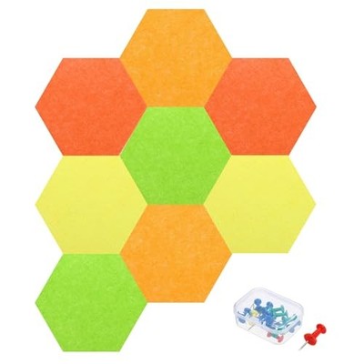  8Pcs Hexagon Acoustic Panels 7.9 x 6.9 x Orange-red,orange,green,lemon Yellow