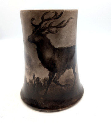 GDA Limoges France Hand Painted Wildlife Stein/Mug Elk-Signed E Swanson 1910