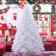 4/5/6/7ft Artificial White Christmas Tree with Metal Stand Holiday Decoration US