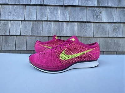 Nike Flyknit Racer Fireberry Pink Volt White Sneakers 526628-607
