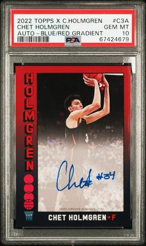2022 Topps X Chet Holmgren  Autograph #C3A Blue Red Gradient 12/34 PSA 10