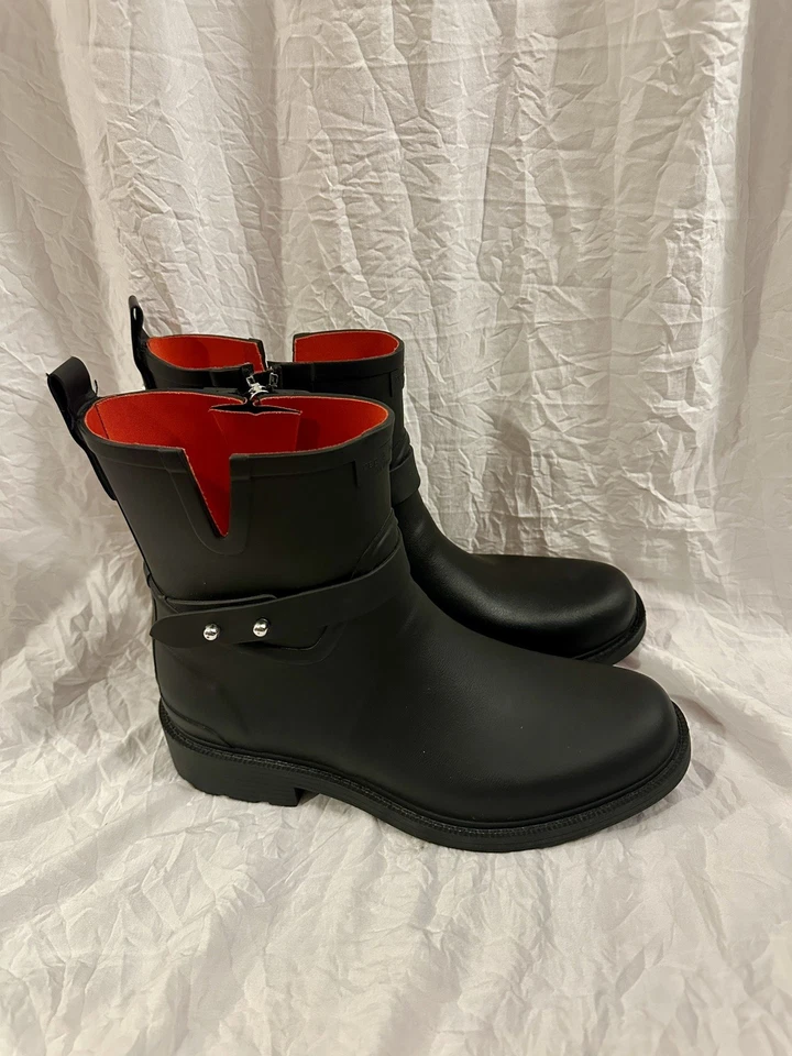 Rag & Bone Moto дождя ботинки зимние Wellies черный красный водонепроницаемый женщин 40 США 9 - Изображение 2 из 4
