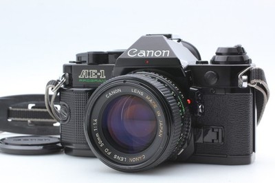 [Exc+5] CANON AE-1 Program Black w/NFD 50mm f/1.4 35mm Film Camera  From JAPAN