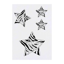 4 x 'Zebra Print Star' Temporary Tattoos / Transfers TO00016195 