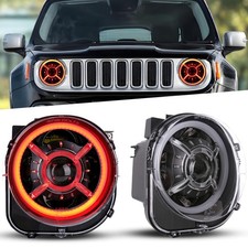 9" RGB LED Headlights Assembly For Jeep Renegade 2015-2018 Front DRL Lamps