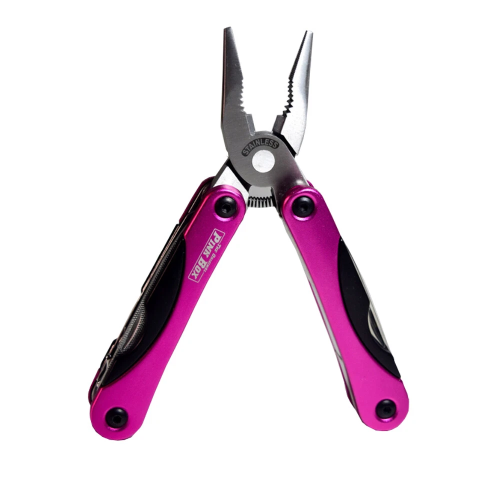 Multi-Tool With 14 Stainless Steel Tools, Aluminum Body, Pink