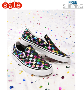iridescent vans slip on