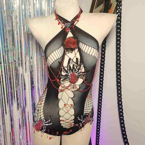 Punk Rock Goth Grunge Hip Hop Gothic Tank Rose Y2K TOPS E-Girls Spiders Pin - Picture 2 of 19
