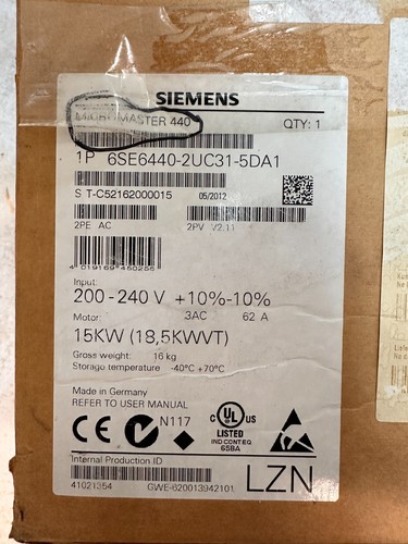 6SE6440-2UC31-5DA1 SIEMENS MICROMASTER 440 WITHOUT FILTER 3AC 200-240 V (Z1) - Picture 5 of 7