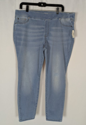 NWT Amazon Essentials Jeggings 18 Short Blue Light Wash Pull On Mid Rise Legging
