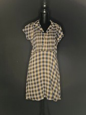 Women's Urban Outfitters Black, Brown, and Blue Button up Nancy Dress Sz Small