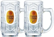 Suntory Kaku Whisky Soda Highball Mug Mega Beer Glass 700ml Pair Set New