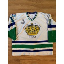 Vintage red deer college kings hockey game worn fight strap jersey size xl 1990s