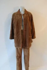 Womens Real Clothes Brown 2 Pc Set Suede Flat Front Pant/16 Jacket/XL *