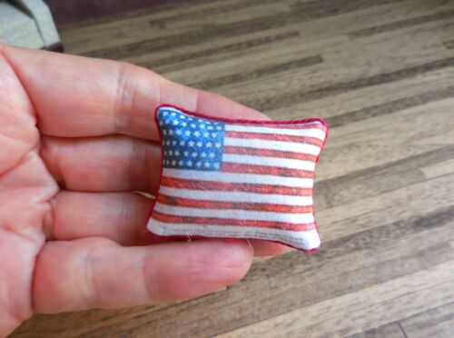 DOLLHOUSE MINIATURE ~ USA FLAG PILLOW ~ HANDMADE - Picture 1 of 2